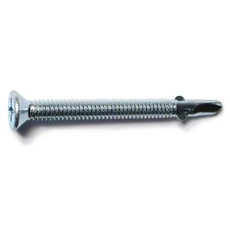Midwest Fastener Self-Drilling Screw, #14 x 2-3/4 in, Zinc Plated Steel Flat Head Phillips Drive, 10 PK 931948